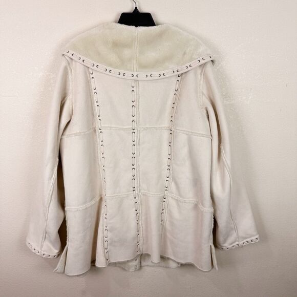Western Cream Whipstitch Rodeo Faux Fur Suede Coat Jacket 1X - Picture 6 of 7